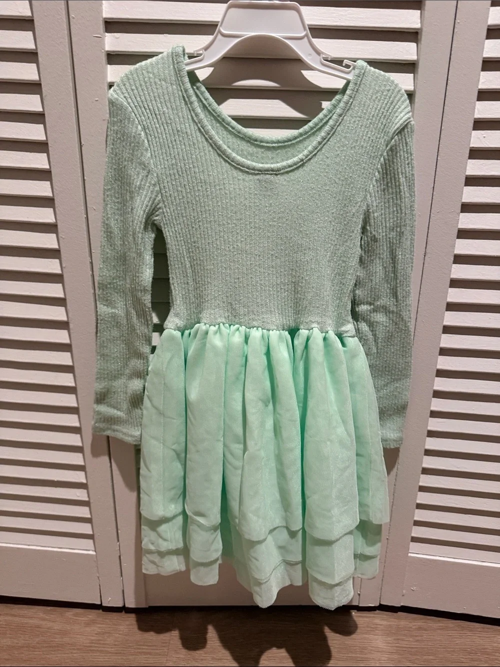 Old Navy Mint Green Knit Top with Tiered Chiffon Skirt
